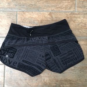 Lululemon word print speed up shorts size 2